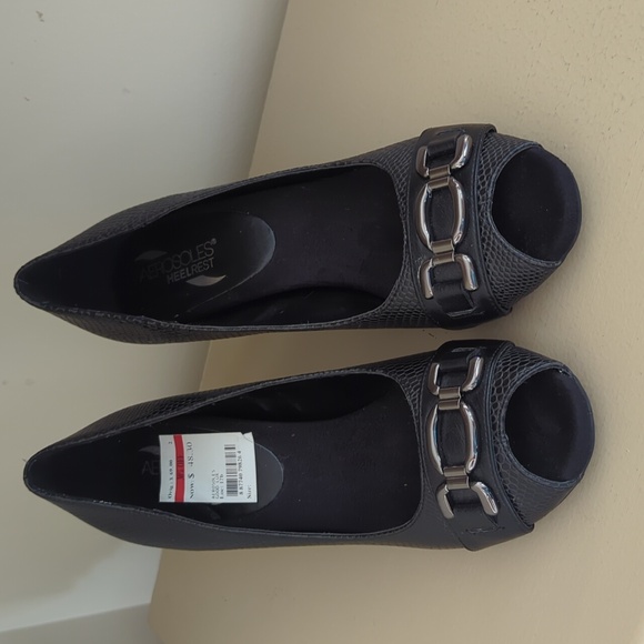 NWT Aerosoles Heel Rest Good Lux Peep Toe Pumps 9.5 Black Faux Snakeskin Pattern - Picture 14 of 16